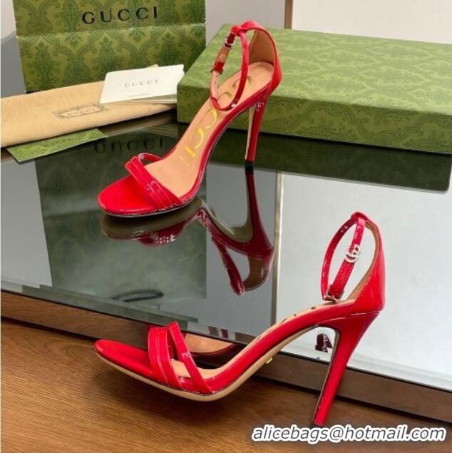 Cheaper Design Gucci Heeled Patent Leather Sandals 8.5cm Red 1012015