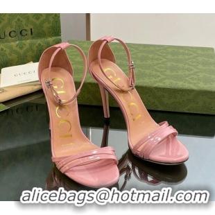 Duplicate Gucci Heeled Patent Leather Sandals 8.5cm Light Pink 1012016