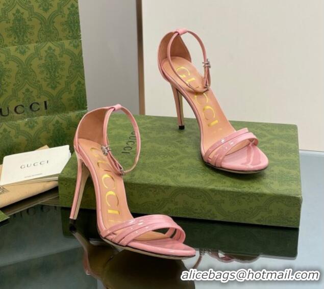 Duplicate Gucci Heeled Patent Leather Sandals 8.5cm Light Pink 1012016