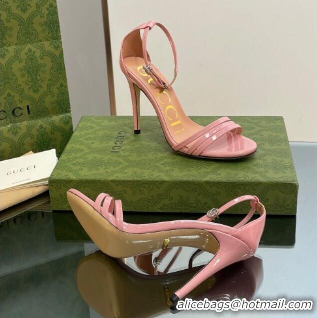 Duplicate Gucci Heeled Patent Leather Sandals 8.5cm Light Pink 1012016