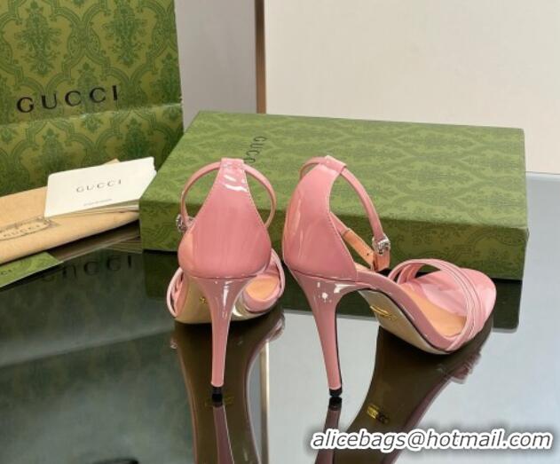 Duplicate Gucci Heeled Patent Leather Sandals 8.5cm Light Pink 1012016