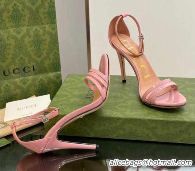 Duplicate Gucci Heeled Patent Leather Sandals 8.5cm Light Pink 1012016