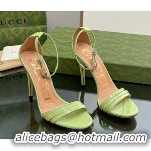 Most Popular Gucci Heeled Patent Leather Sandals 8.5cm Light Green 1012017