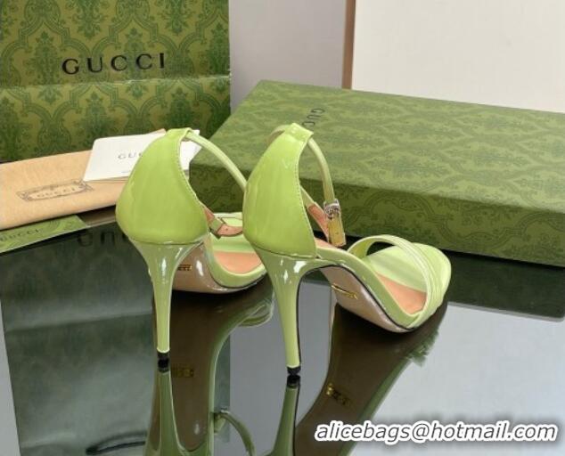 Most Popular Gucci Heeled Patent Leather Sandals 8.5cm Light Green 1012017