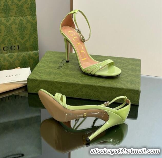 Most Popular Gucci Heeled Patent Leather Sandals 8.5cm Light Green 1012017