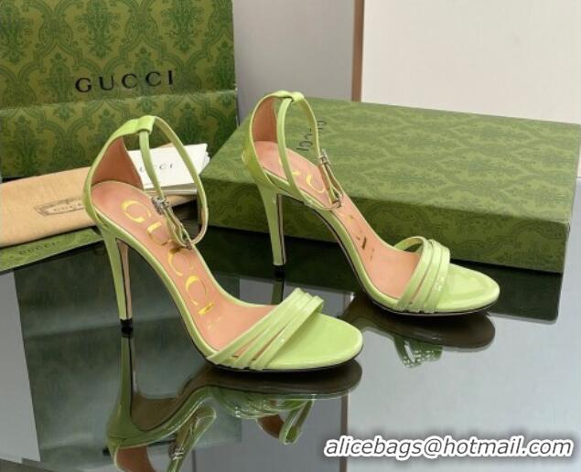 Most Popular Gucci Heeled Patent Leather Sandals 8.5cm Light Green 1012017