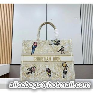 Famous Brand Christian Dior Large Embroidered Book Tote Bag CD8744 White