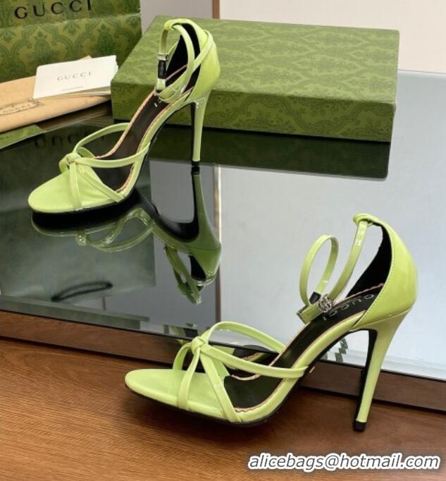 Best Grade Gucci Patent Leather Strappy Sandals 8.5cm Light Green 1012018