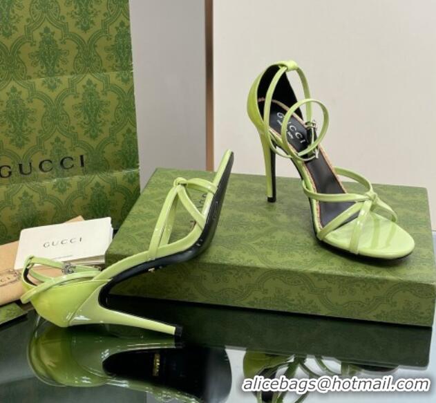 Best Grade Gucci Patent Leather Strappy Sandals 8.5cm Light Green 1012018