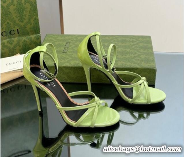 Best Grade Gucci Patent Leather Strappy Sandals 8.5cm Light Green 1012018