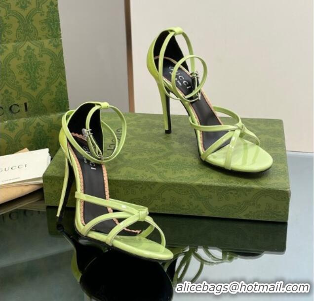 Best Grade Gucci Patent Leather Strappy Sandals 8.5cm Light Green 1012018