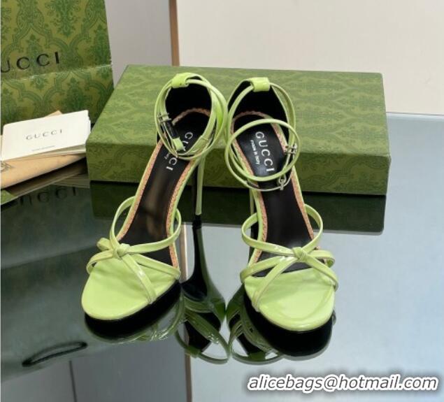 Best Grade Gucci Patent Leather Strappy Sandals 8.5cm Light Green 1012018