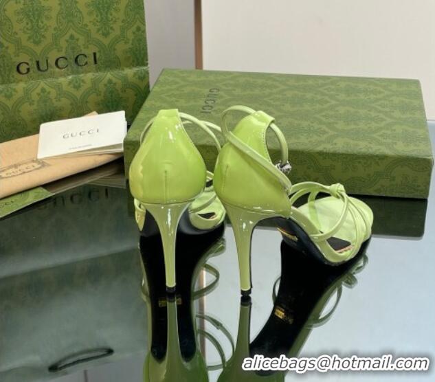 Best Grade Gucci Patent Leather Strappy Sandals 8.5cm Light Green 1012018