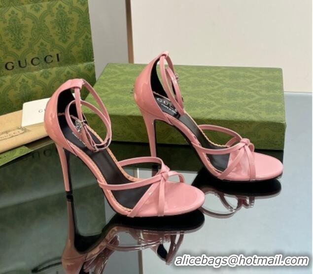 Stylish Gucci Patent Leather Strappy Sandals 8.5cm Light Pink 1012019