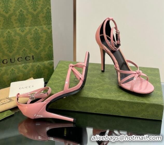 Stylish Gucci Patent Leather Strappy Sandals 8.5cm Light Pink 1012019