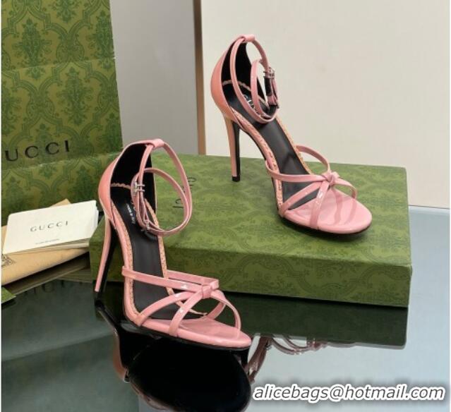 Stylish Gucci Patent Leather Strappy Sandals 8.5cm Light Pink 1012019