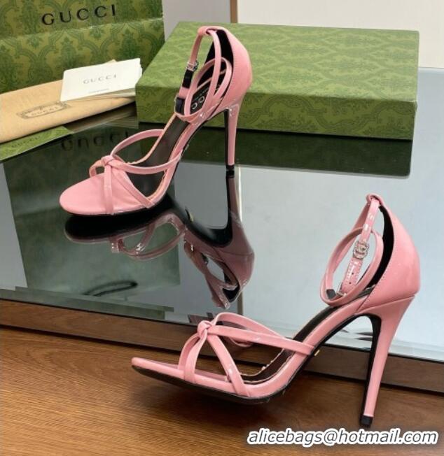 Stylish Gucci Patent Leather Strappy Sandals 8.5cm Light Pink 1012019