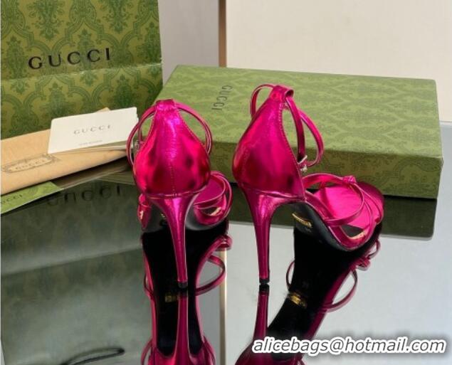 Sumptuous Gucci Metallic Leather Strappy Sandals 8.5cm Pink 1012020