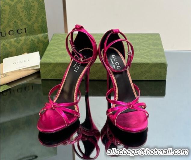 Sumptuous Gucci Metallic Leather Strappy Sandals 8.5cm Pink 1012020