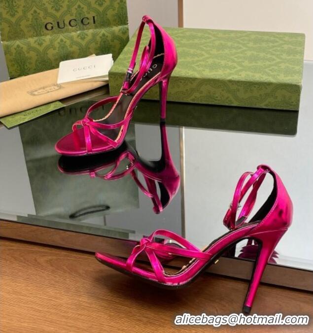 Sumptuous Gucci Metallic Leather Strappy Sandals 8.5cm Pink 1012020