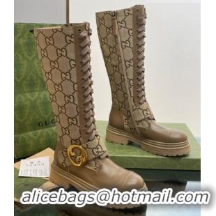 Best Product Gucci Blondie GG Canvas Medium Boots Beige 012021