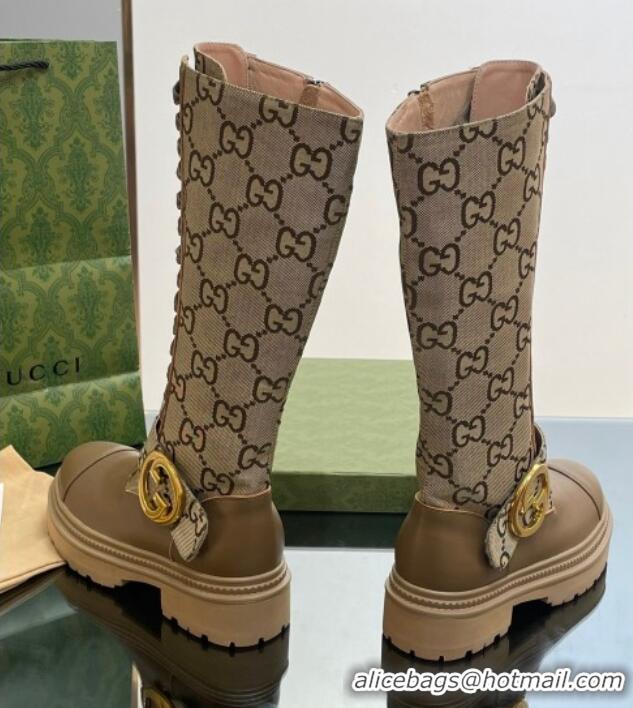 Best Product Gucci Blondie GG Canvas Medium Boots Beige 012021