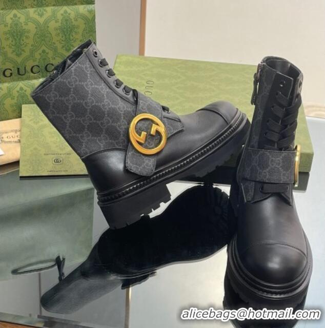 Purchase Gucci Blondie GG Canvas Ankle Boots Black 1012024