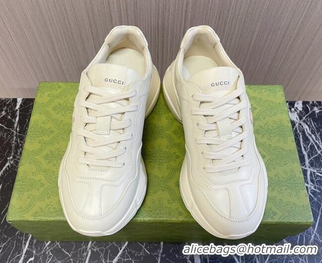 Cheap Price Gucci Leather Interlocking G Rhyton Sneakers White/Pink 1012029