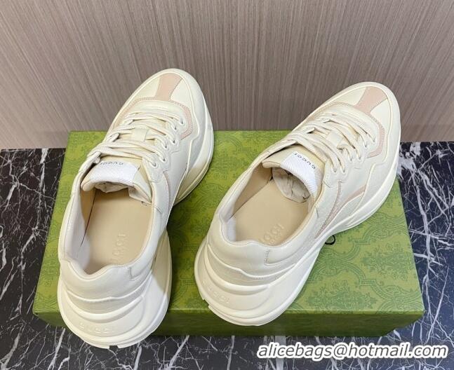 Top Grade Gucci Rhyton Sneakers in Stones Embossed Leather White 1012033