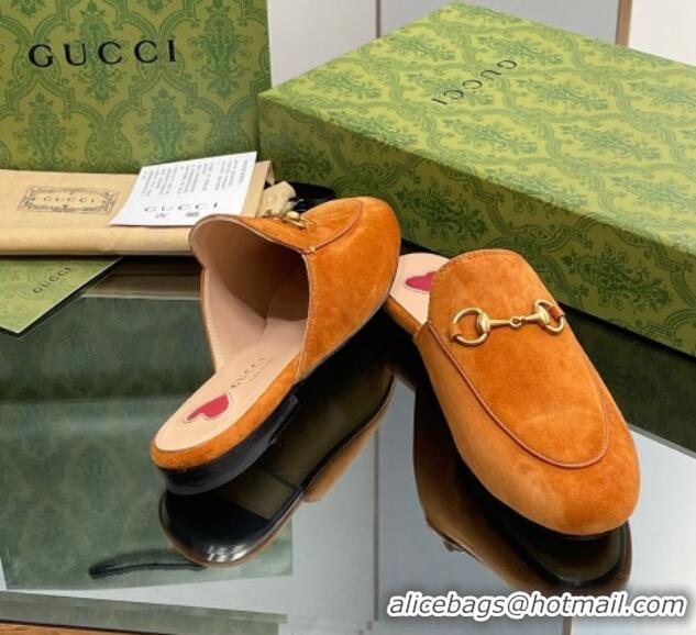 Unique Style Gucci Princetown Suede Flat Slippers Light Brown 1012045