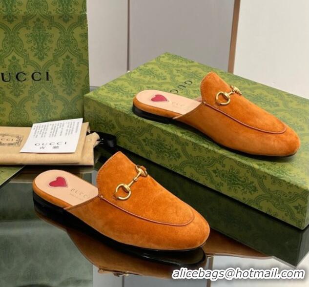 Unique Style Gucci Princetown Suede Flat Slippers Light Brown 1012045