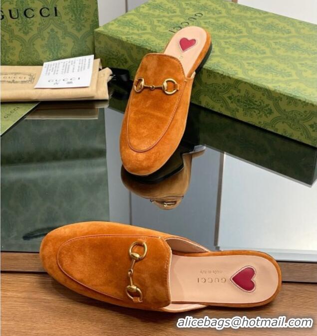 Unique Style Gucci Princetown Suede Flat Slippers Light Brown 1012045