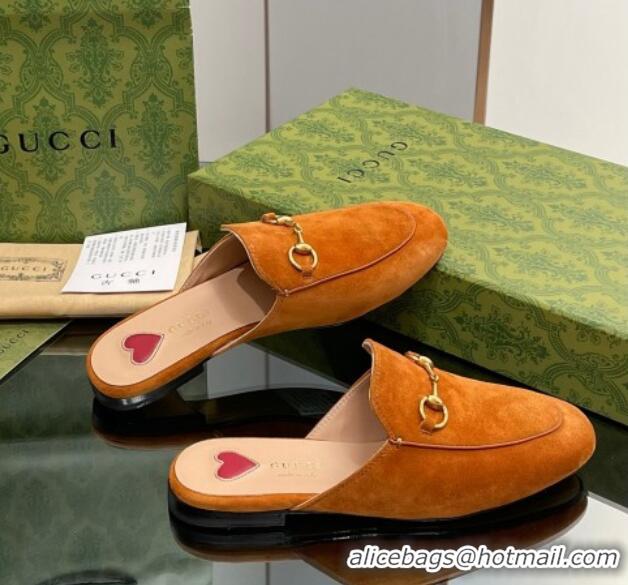 Unique Style Gucci Princetown Suede Flat Slippers Light Brown 1012045