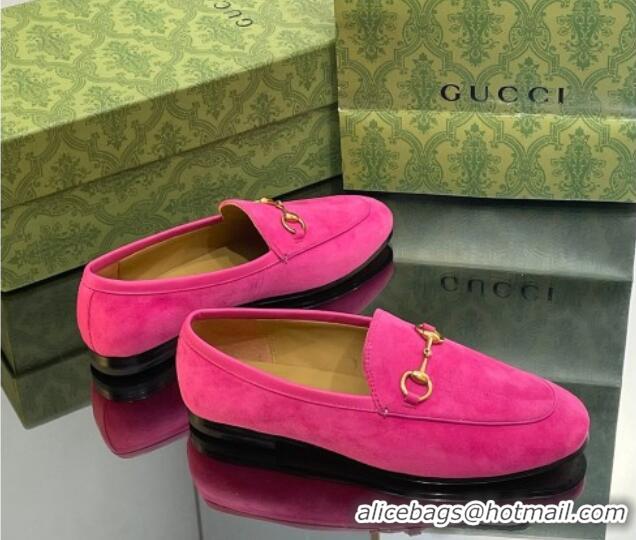 Shop Cheap Gucci ordaan Suede Loafers Dark Pink 1012048