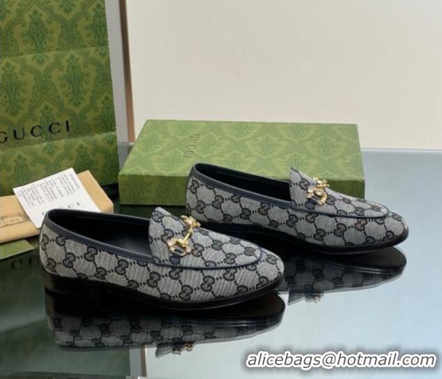 Sumptuous Gucci Jordaan GG Canvas Loafers with Crystals Grey 012061