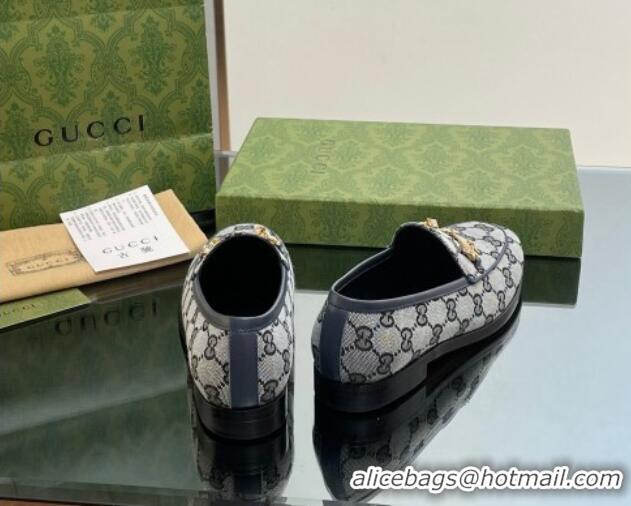 Sumptuous Gucci Jordaan GG Canvas Loafers with Crystals Grey 012061