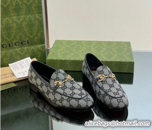 Sumptuous Gucci Jordaan GG Canvas Loafers with Crystals Grey 012061