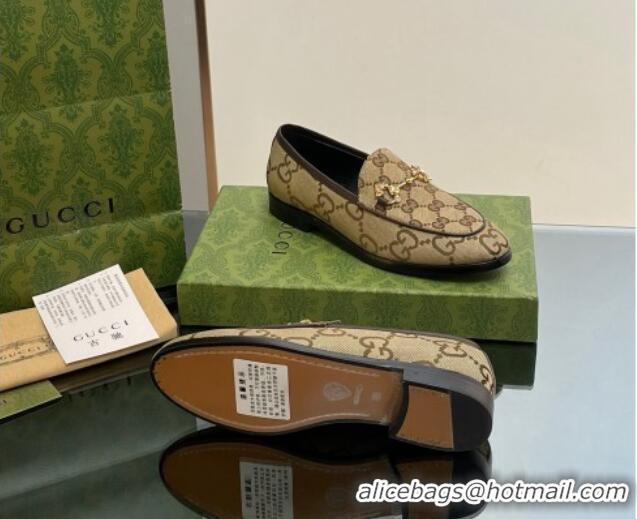 Perfect Gucci Jordaan GG Canvas Loafers with Crystals Brown 012062