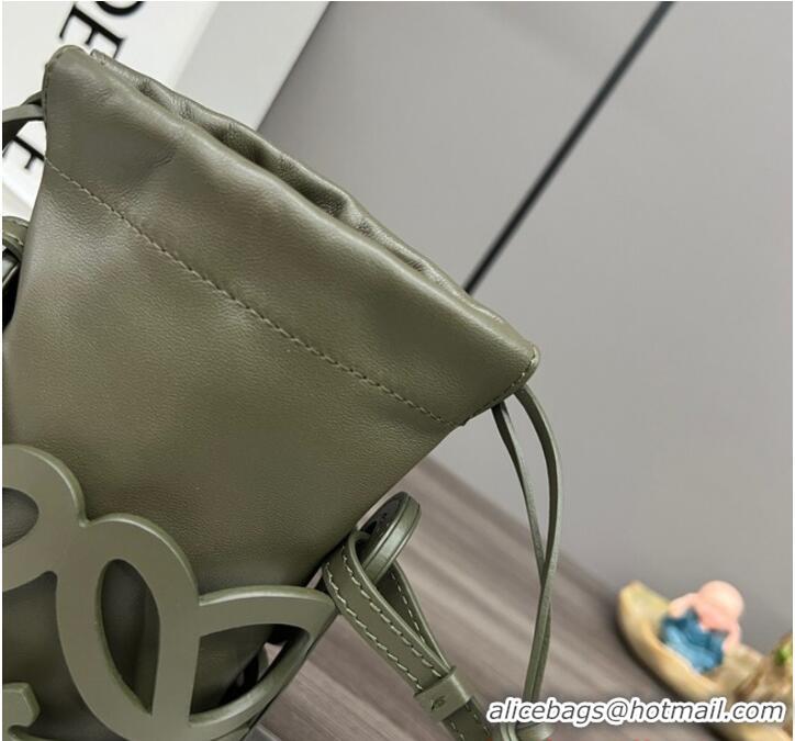 Good Product Loewe Original Leather Shoulder Handbag 0573 Dark Green