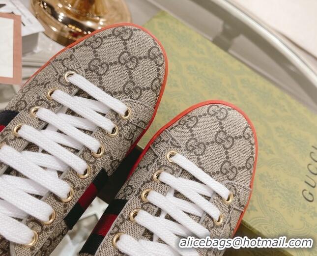 Luxurious Gucci Ace GG Canvas Sneakers Beige/Red 012072