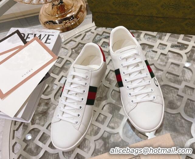 Good Looking Gucci Ace Leather Sneakers with GUCCI Embroidered White 012073