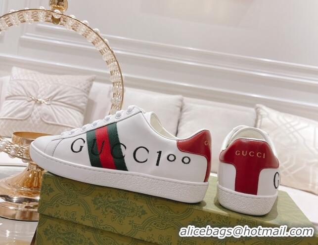 Good Looking Gucci Ace Leather Sneakers with GUCCI Embroidered White 012073