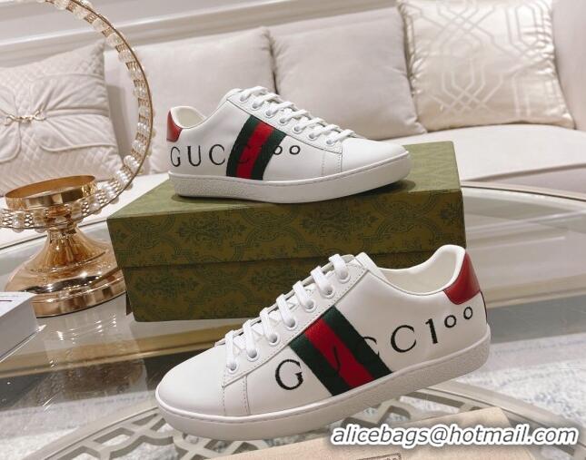 Good Looking Gucci Ace Leather Sneakers with GUCCI Embroidered White 012073