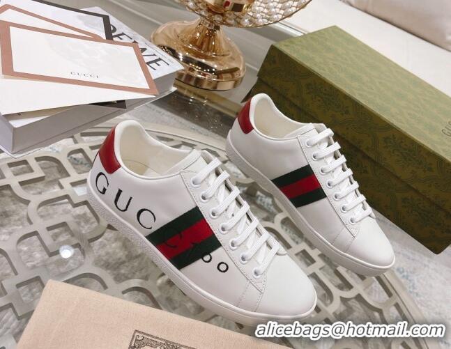 Good Looking Gucci Ace Leather Sneakers with GUCCI Embroidered White 012073