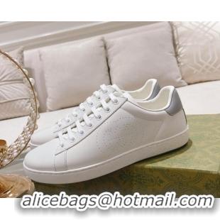 Durable Gucci Ace Leather Sneakers with Interlocking G White 012076