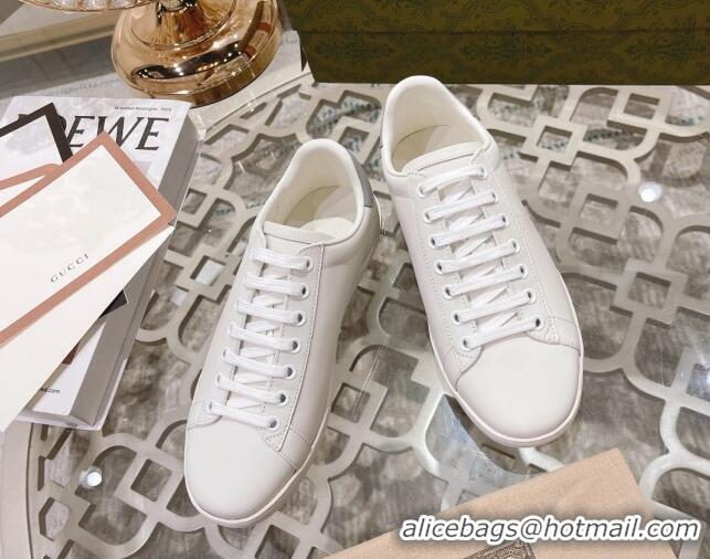 Durable Gucci Ace Leather Sneakers with Interlocking G White 012076