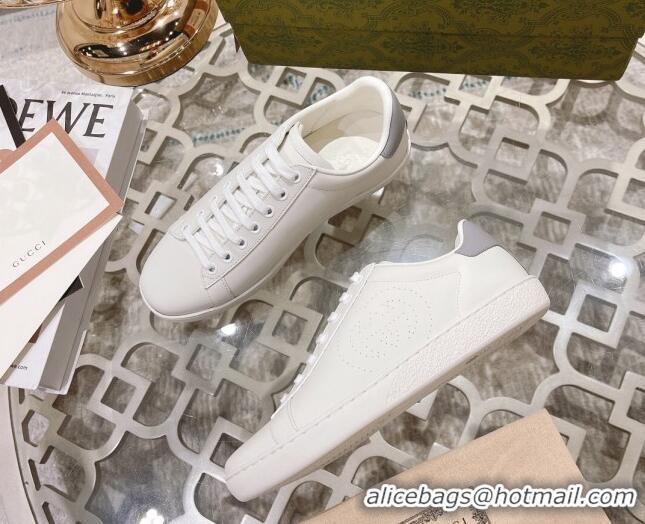 Durable Gucci Ace Leather Sneakers with Interlocking G White 012076