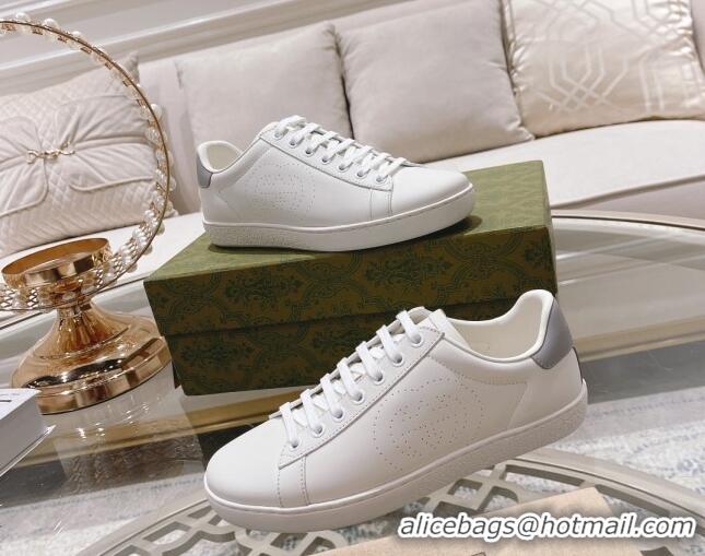 Durable Gucci Ace Leather Sneakers with Interlocking G White 012076