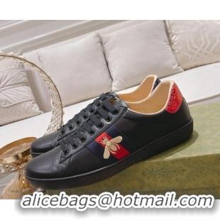 Good Product Gucci Ace Leather Sneakers with Bee Black 012077