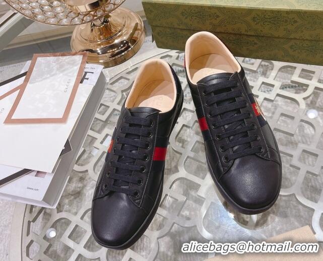 Good Product Gucci Ace Leather Sneakers with Bee Black 012077